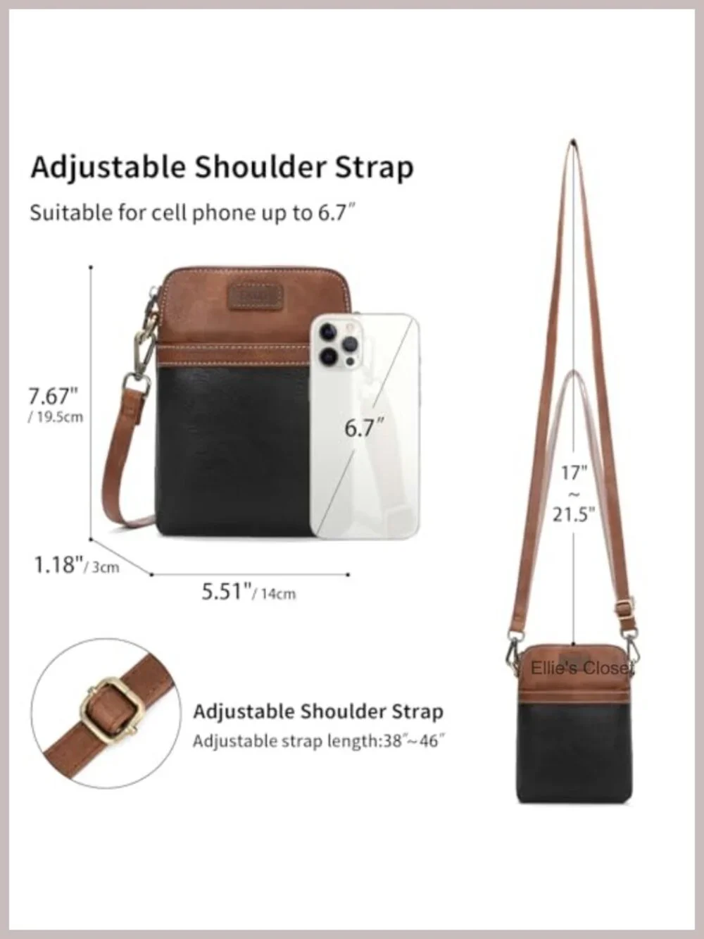 Small Vegan Leather Crossbody Bag with Adjustable Strap for Women Phone Purse